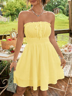 KobietLetnia Sukienka Bez Ramiączek z Kokardą