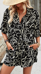 Kobieta Koszula z Guzikami i Szorty Casual Zestaw Letni Lekka Tkanina Komfortowy Styl