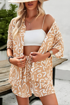 Kobieta Koszula z Guzikami i Szorty Casual Zestaw Letni Lekka Tkanina Komfortowy Styl