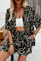 Kobieta Koszula z Guzikami i Szorty Casual Zestaw Letni Lekka Tkanina Komfortowy Styl