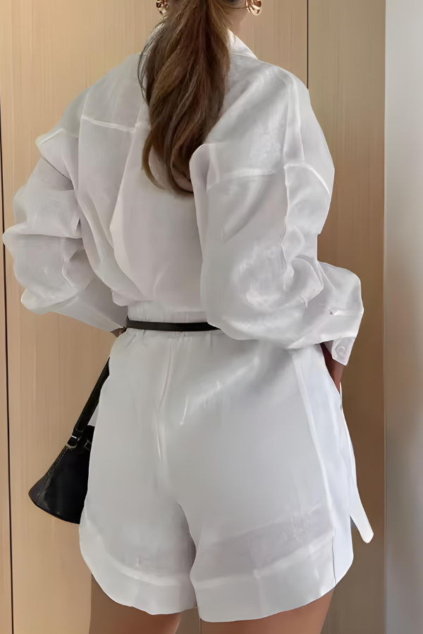 Kobiety Zestaw Koszuli z Krótkimi Spodniami Wysoki Stan Elegancki Casualowy Styl