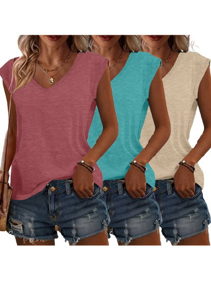 Kobiety z koszulki | Swobodna letnia moda z dekoltem w stylu 3-pak | Monika