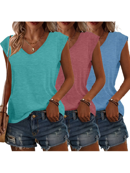 Kobiety z koszulki | Swobodna letnia moda z dekoltem w stylu 3-pak | Monika