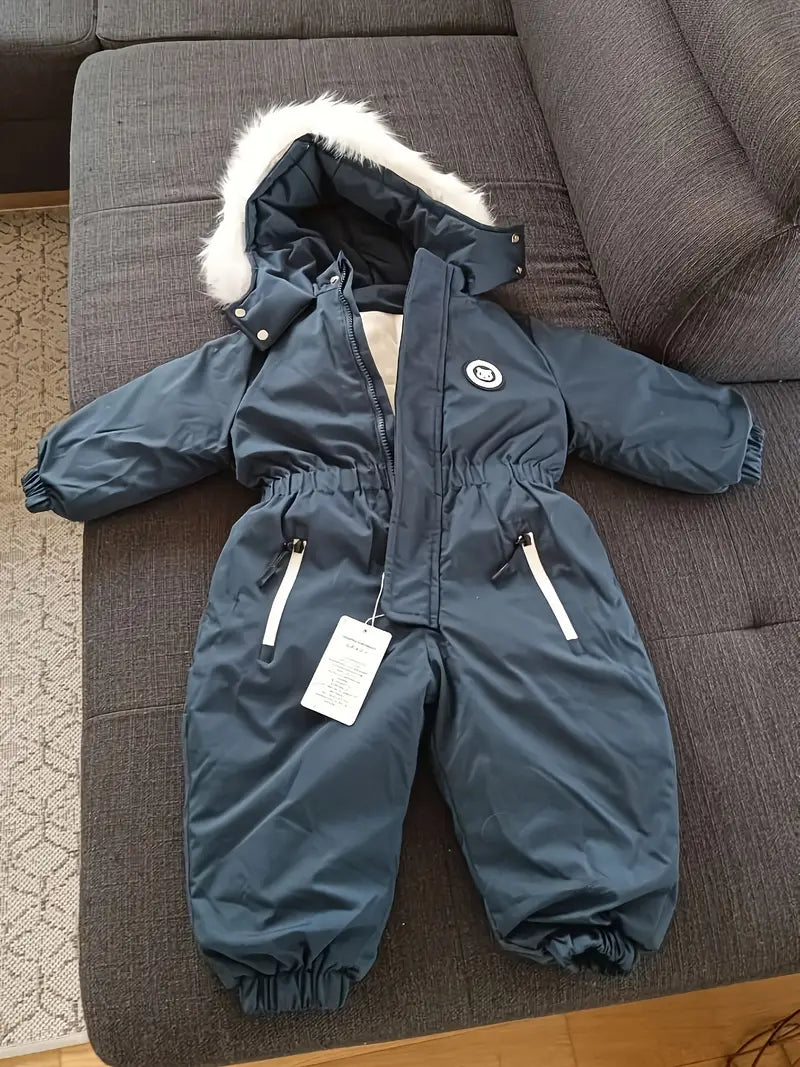 Kombinezon zimowy dla niemowląt | Kombinezon narciarski z kapturem i futerkiem 7