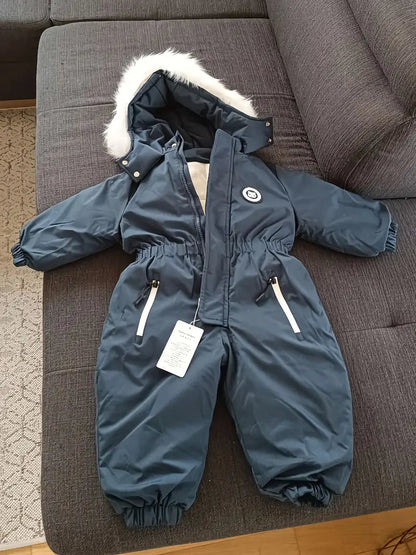Kombinezon zimowy dla niemowląt | Kombinezon narciarski z kapturem i futerkiem 7