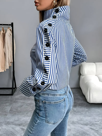 Koszula Kasia – Paski i Stylowy Kołnierz