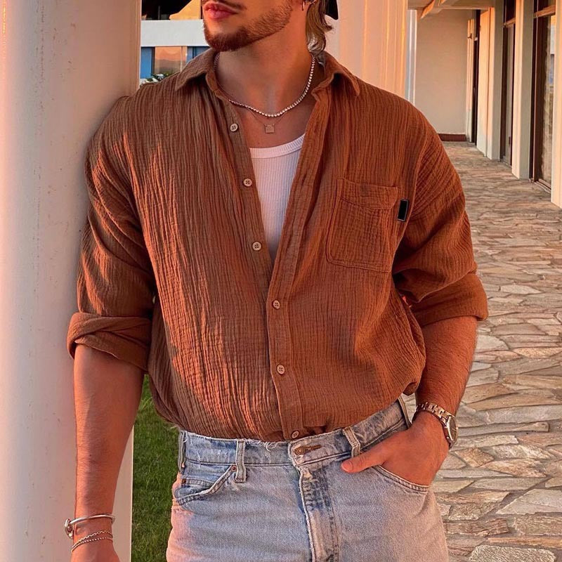 Koszula męska – z długim rękawem, styl casual