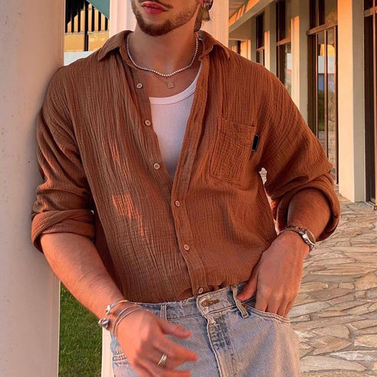 Koszula męska – z długim rękawem, styl casual