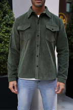 Koszula męska z długim rękawem – zapinana z przodu na guziki, z kieszeniami z patkami na piersi 6