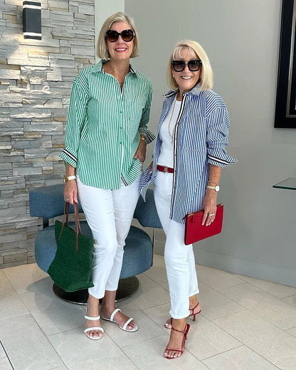 Koszula w paski zapinana na guziki damska – długie rękawy 3