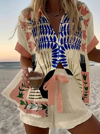 Koszulka Damska Oversize z Krótkim Rękawem i Szortami, Lekkie i Wygodne, Idealne Na Lato