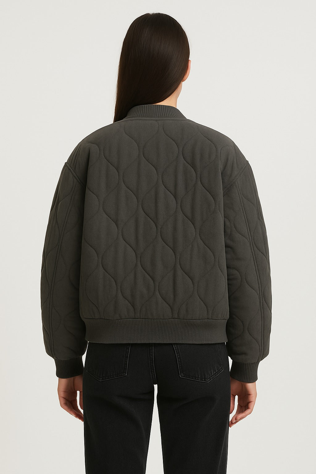 Kurtka damska typu bomber oversize – kurtka przejściowa z zamkiem błyskawicznym 3