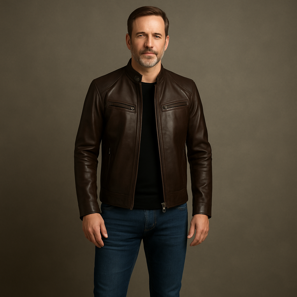 Kurtka męska o dopasowanym kroju z teksturowanym wierzchem i bocznymi zakładkami 1