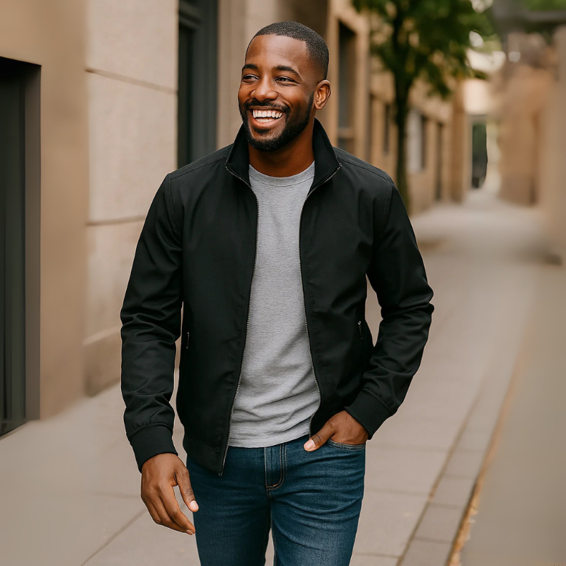 Kurtka typu bomber z mankietami ściągaczowymi dla mężczyzn 1