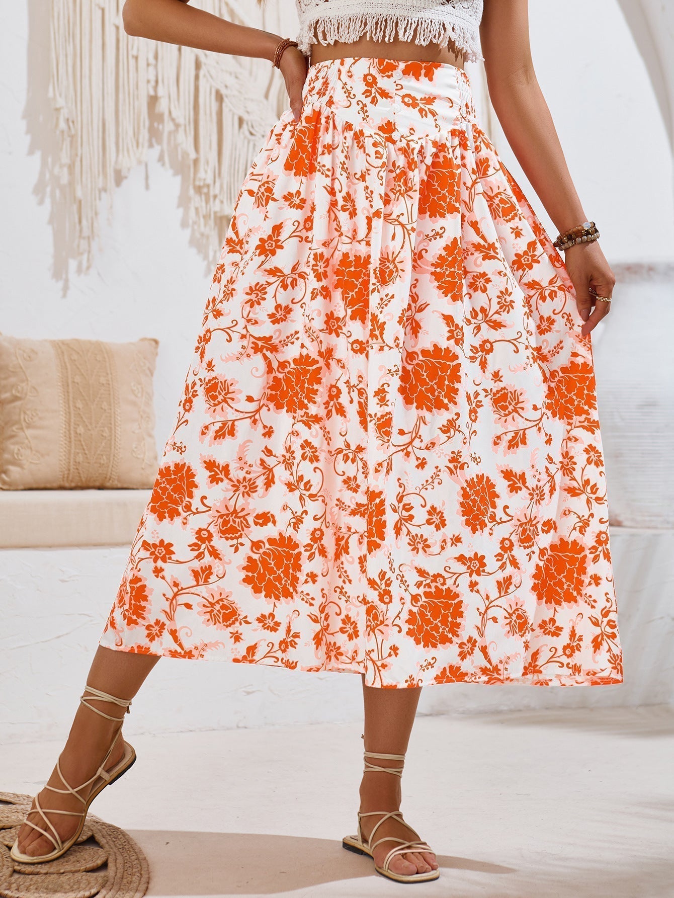 Letnia maxi spódnica z kwiatowym nadrukiem – Lekka i elegancka