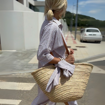 Luźna sukienka koszulowa damska – zapięcie na guziki z przodu 4