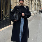 Luźny, długi płaszcz zapinany na guziki dla kobiet 1