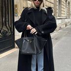 Luźny, długi płaszcz zapinany na guziki dla kobiet 2