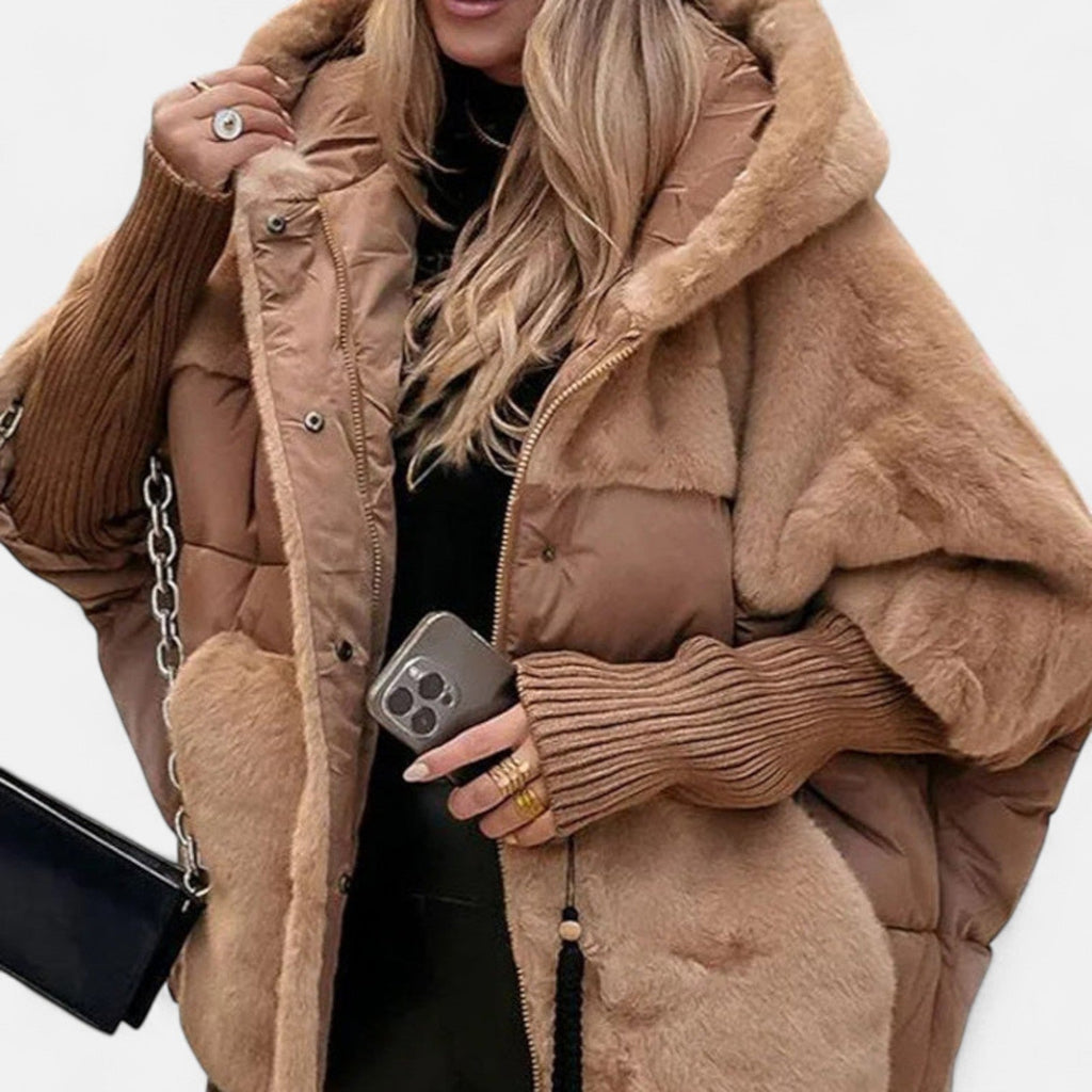 Luźny, pikowany płaszcz z kapturem 3