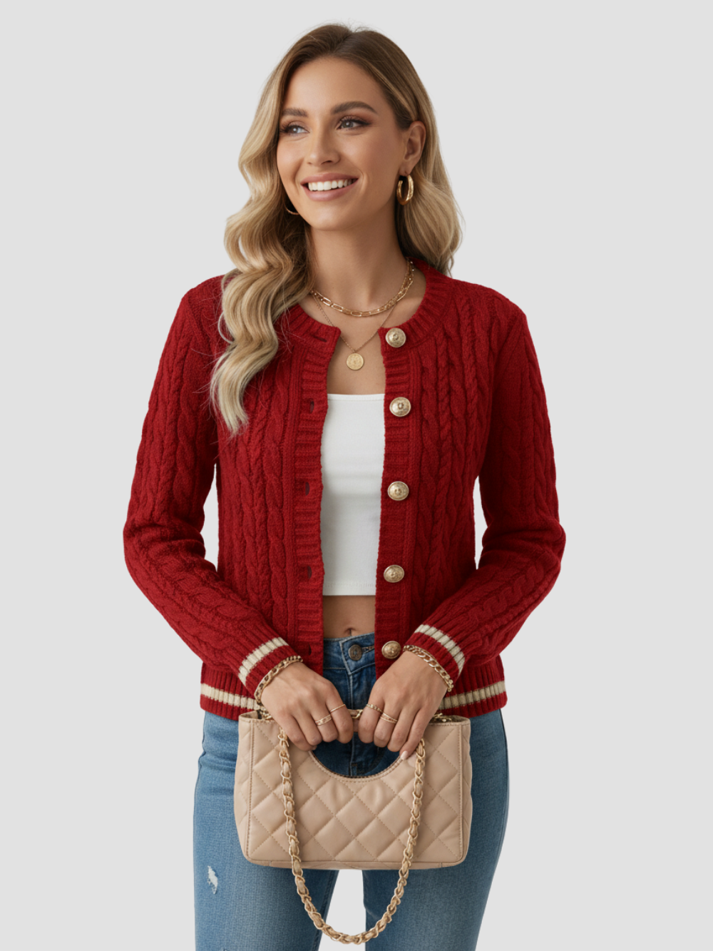 MARISOL | KARDIGAN DAMSKI | ZŁOTE WYKOŃCZENIA I ELEGANCJA 3