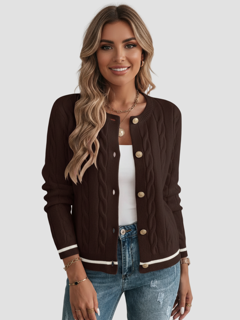 MARISOL | KARDIGAN DAMSKI | ZŁOTE WYKOŃCZENIA I ELEGANCJA 5