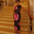 Marszczona sukienka midi w kwiaty dla kobiet 3