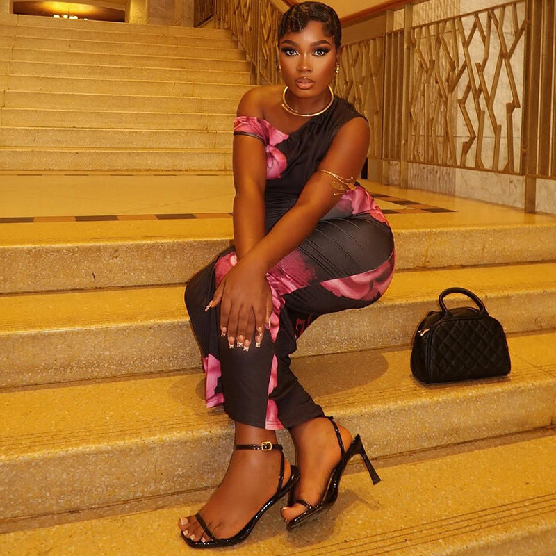 Marszczona sukienka midi w kwiaty dla kobiet 5