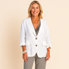 Marynarka z rękawami damska – tkany wygląd i prosty krój 0
