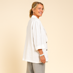 Marynarka z rękawami damska – tkany wygląd i prosty krój 2