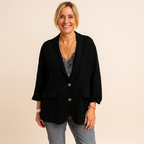 Marynarka z rękawami damska – tkany wygląd i prosty krój 4