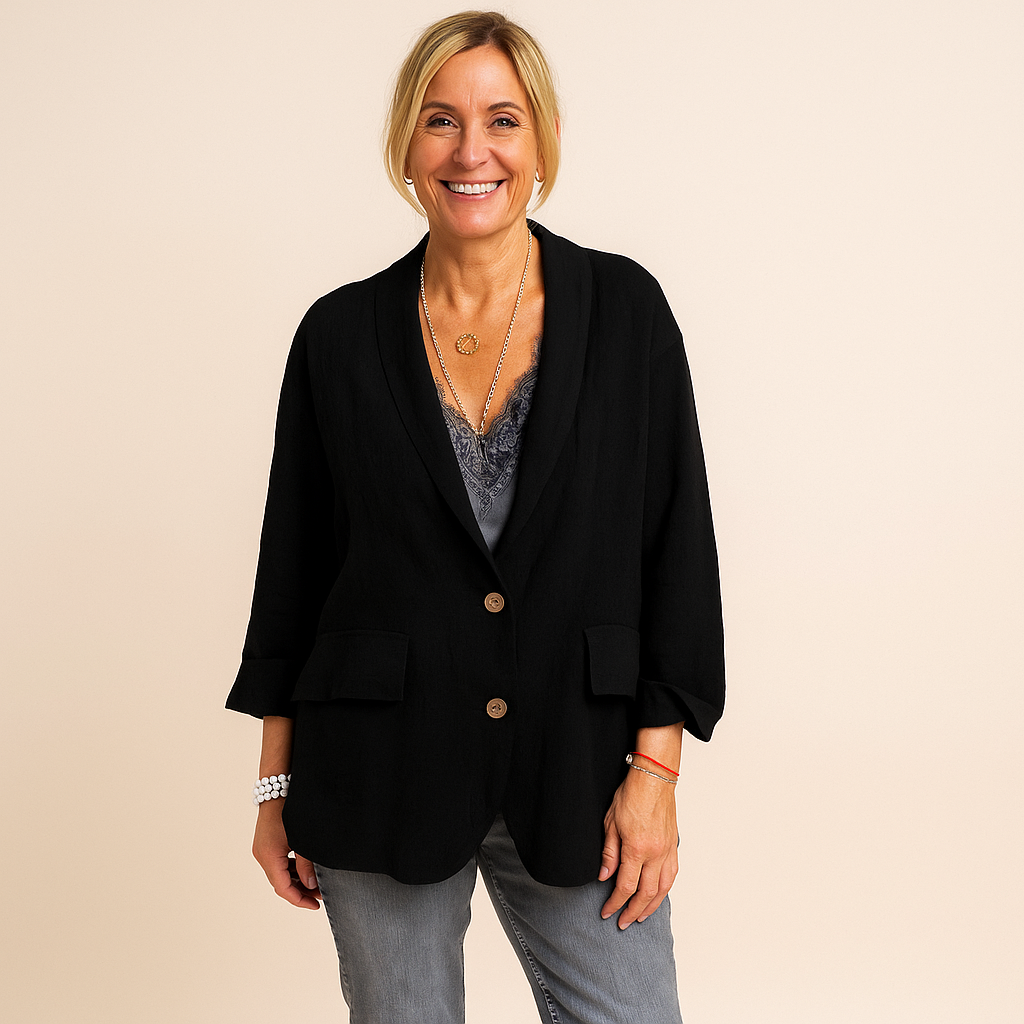 Marynarka z rękawami damska – tkany wygląd i prosty krój 4