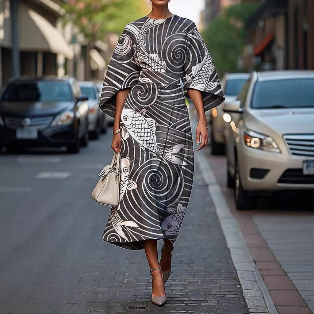 Melody | Elegancka sukienka midi z kwiatowym wzorem 3