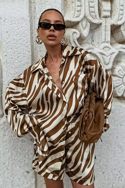 Męska Koszula Elegancka z Długim Rękawem i Szortami, Casualowa, Lekka Tkanina, Idealna na Spotkania