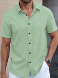 Męska koszula z krótkim rękawem, oddychający materiał, klasyczny kołnierzyk Kent na lato, uniwersalny design