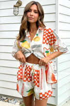 Męski Zestaw Koszuli z Guzikami i Szortów, Klasyczna Koszula, Wygodne Szorty, Letni Styl