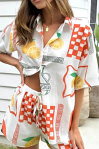 Męski Zestaw Koszuli z Guzikami i Szortów, Klasyczna Koszula, Wygodne Szorty, Letni Styl