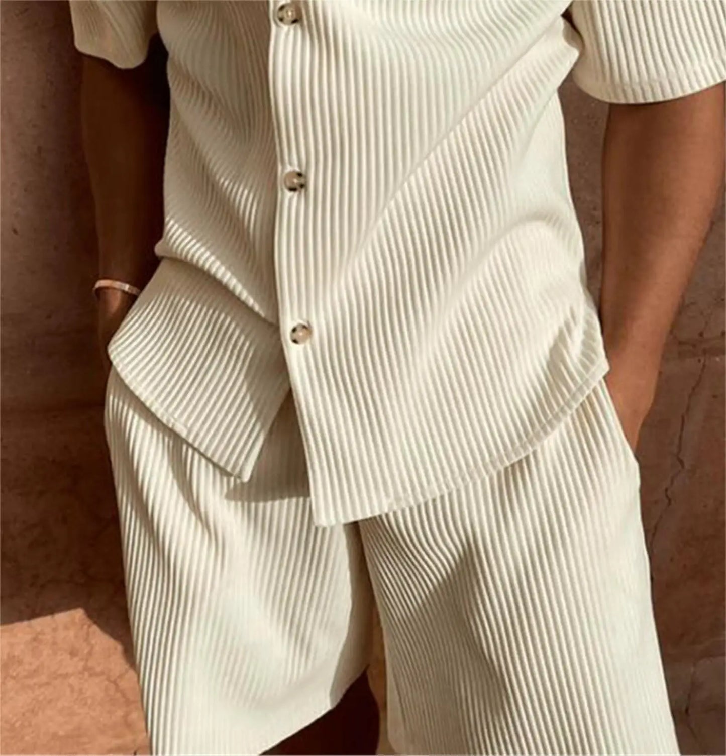 Męski Zestaw z Krótkimi Spodenkami z Sztruksu