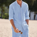 Męski letni 2-częściowy zestaw z długim rękawem - koszula i spodenki
