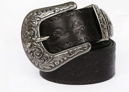 Męski pasek w stylu western – grawerowana klamra i wytłoczony pasek 1