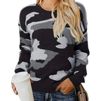 Nayara | Sweter z dzianiny w kamuflażowym wzorze z panterką 0