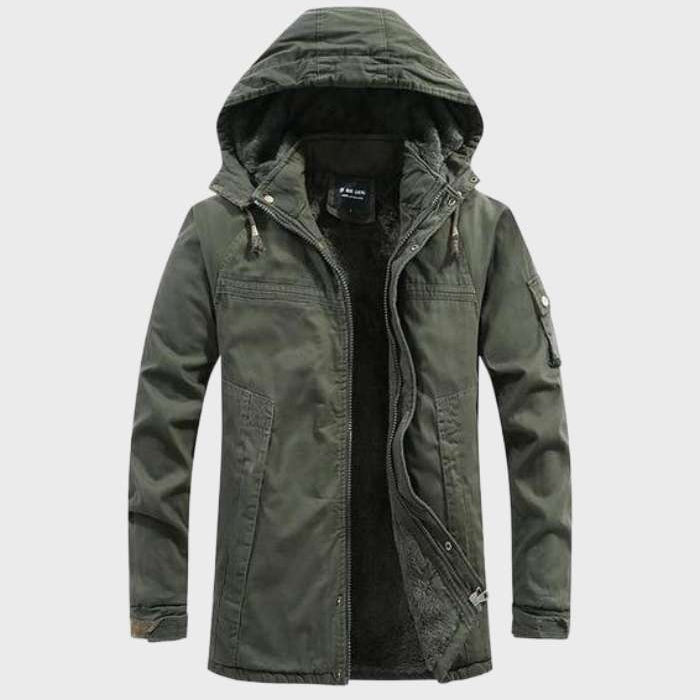 Ocieplana kurtka cargo z kapturem i kieszeniami dla mężczyzn 0