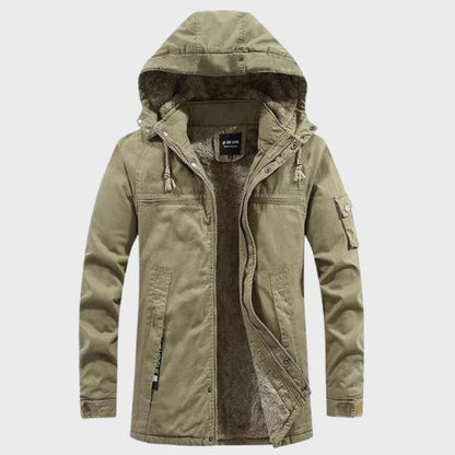 Ocieplana kurtka cargo z kapturem i kieszeniami dla mężczyzn 1