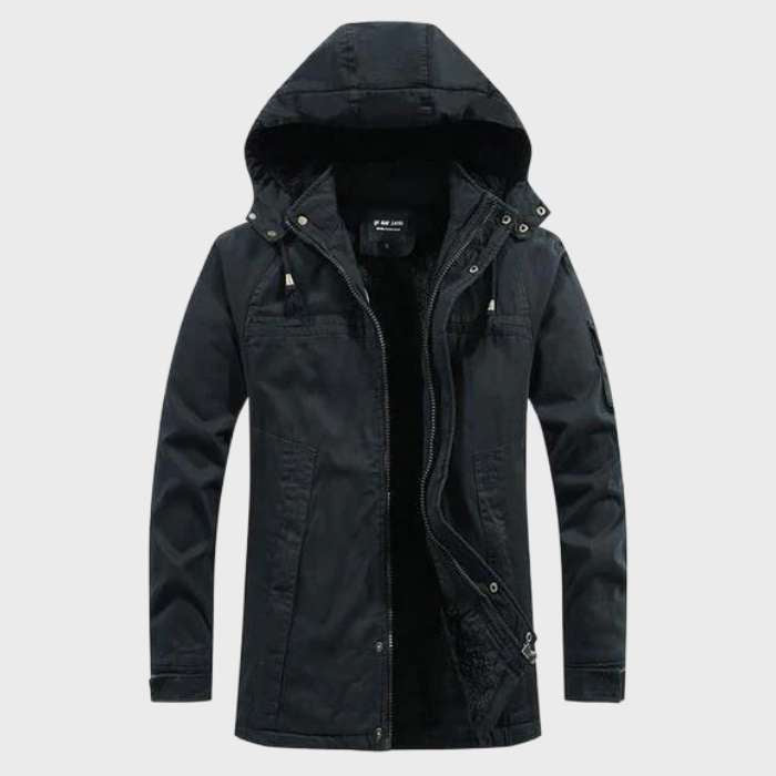 Ocieplana kurtka cargo z kapturem i kieszeniami dla mężczyzn 2
