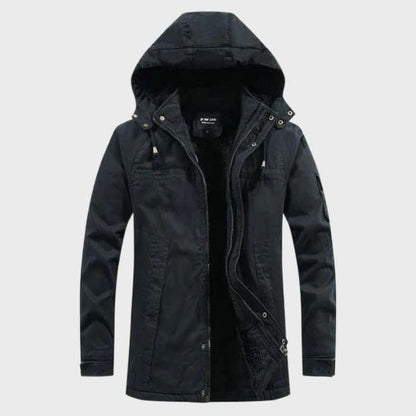 Ocieplana kurtka cargo z kapturem i kieszeniami dla mężczyzn 2