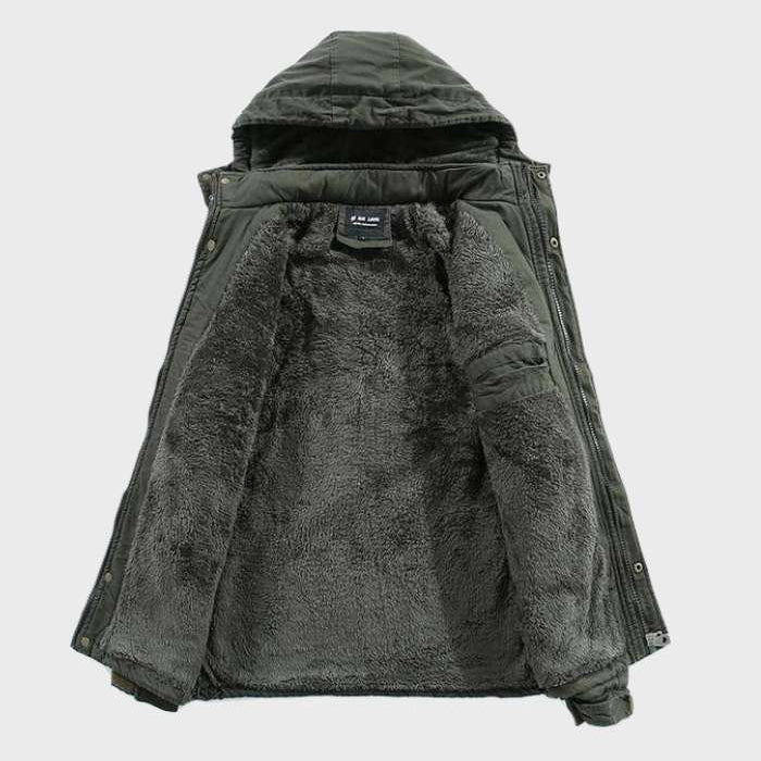 Ocieplana kurtka cargo z kapturem i kieszeniami dla mężczyzn 3