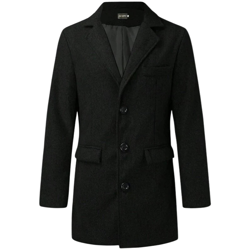 Ocieplany, formalny, długi płaszcz męski 2
