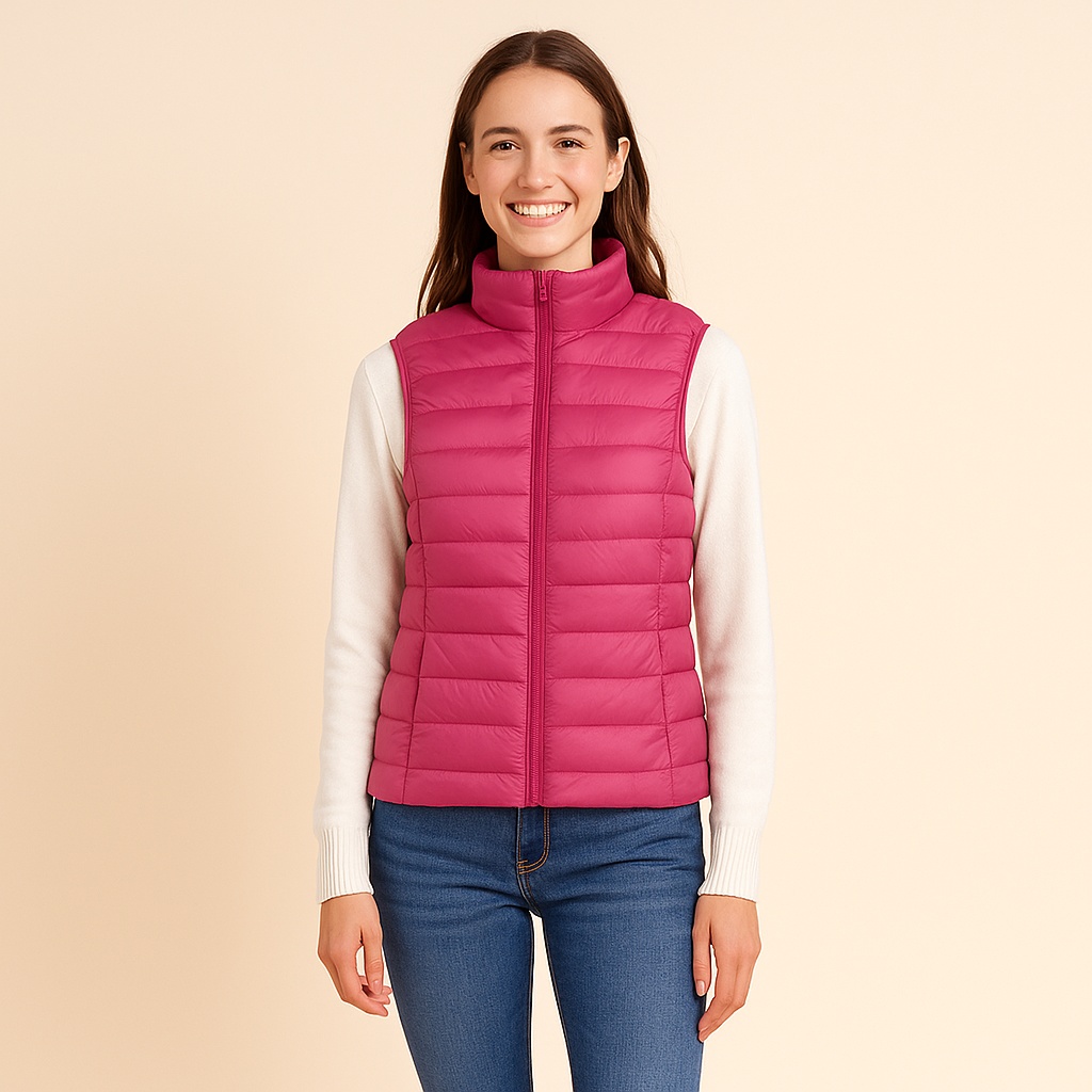 Pikowana kamizelka damska – strukturalna powierzchnia i krój bez rękawów 12