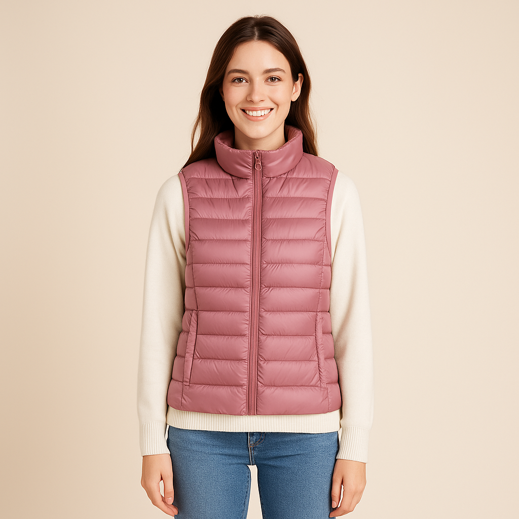 Pikowana kamizelka damska – strukturalna powierzchnia i krój bez rękawów 3