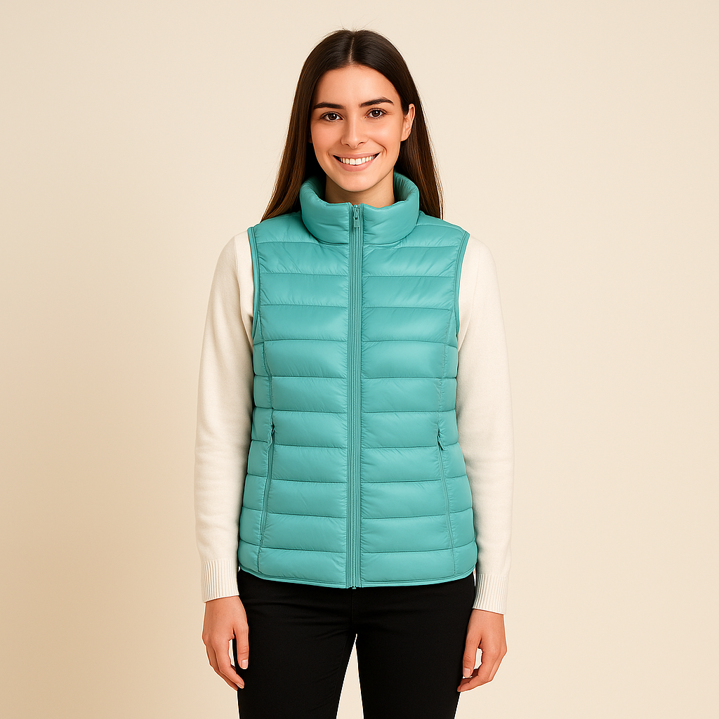 Pikowana kamizelka damska – strukturalna powierzchnia i krój bez rękawów 6