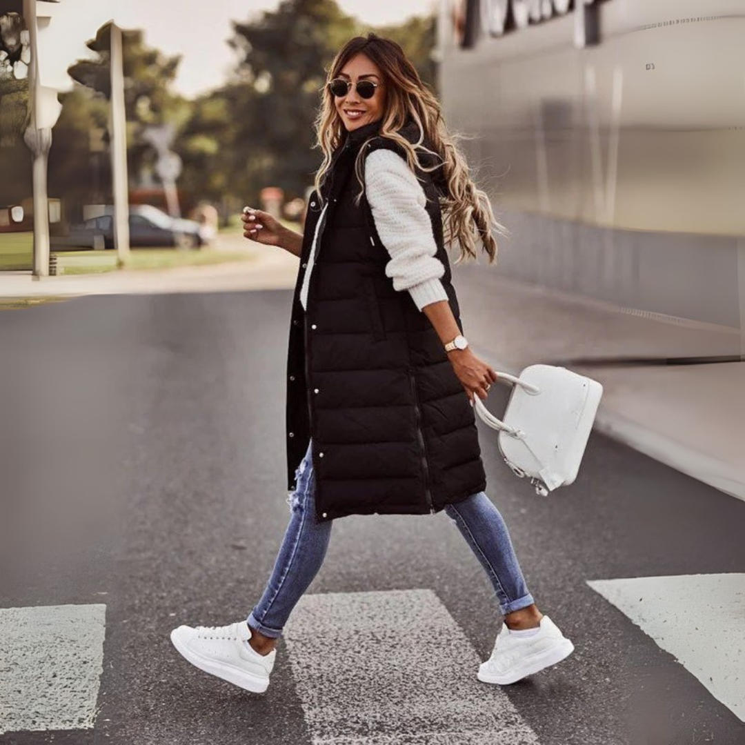 Pikowana kamizelka do kolan dla kobiet 1